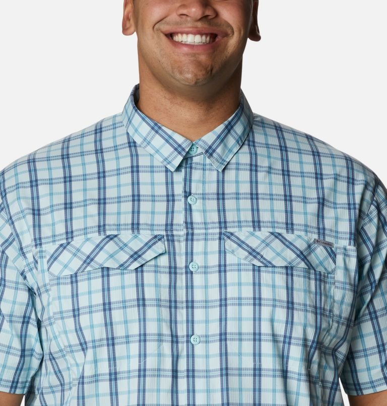 Men's Columbia Silver Ridge Lite Plaid Short Sleeve Shirts Turquoise | Plus Size CA-T34L5
